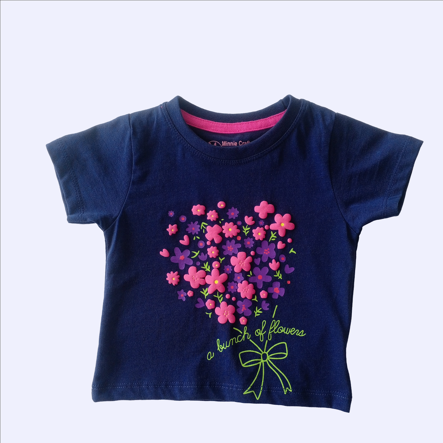Floral Dark Blue Girls T Shirt