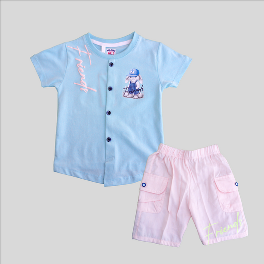 Sky Blue Button Suit