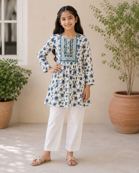 Floral Printed Girls Lawn Shirt — 3 to 13 Years