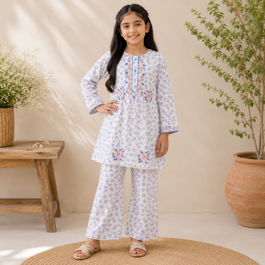 Natural Tones Girls Lawn Suit — 3 to 13 Years