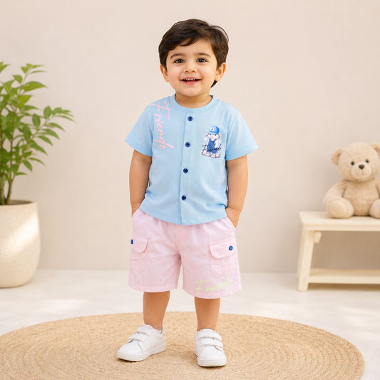 Sky Blue Button Suit