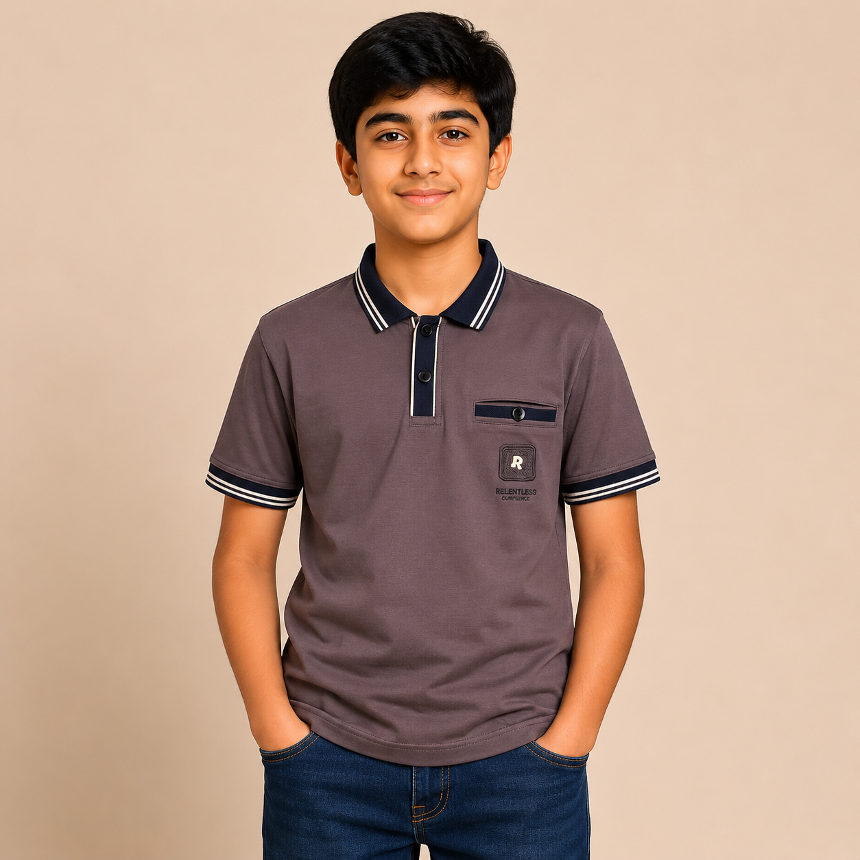 Boys Camel Brown Premium Imported Dry Fit Polo Shirt | KidsStudio