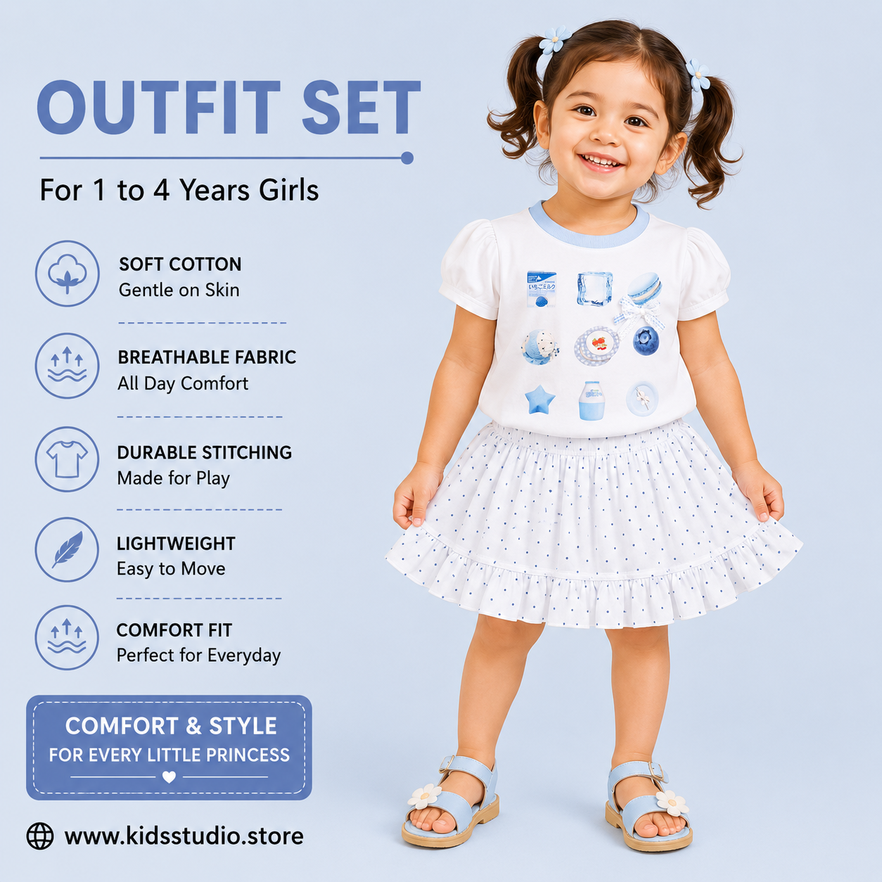 Blue Desserts Girls Nikar Suit