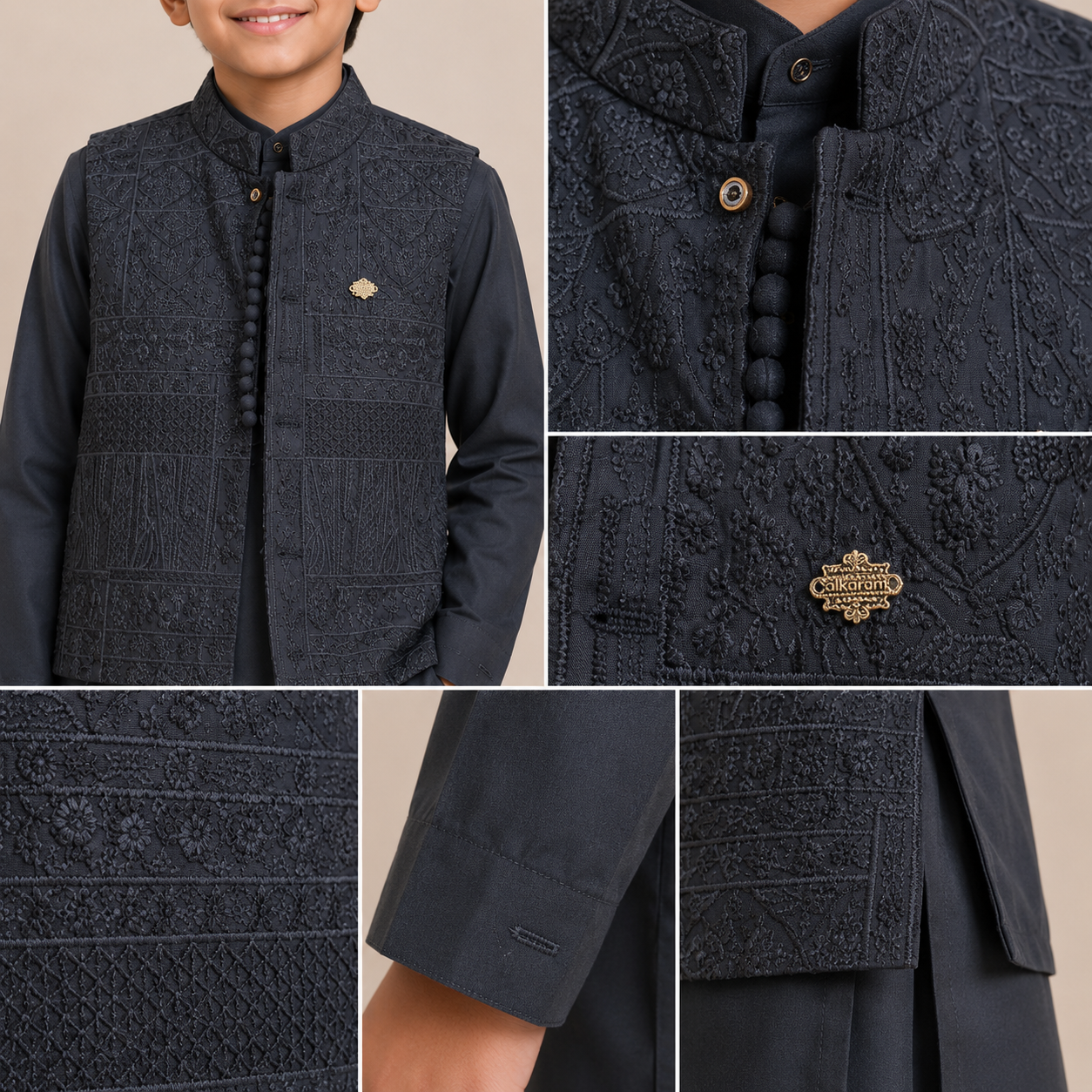 Boys Premium Embroidered Wash & Wear 3-Piece Suit | KidsStudio